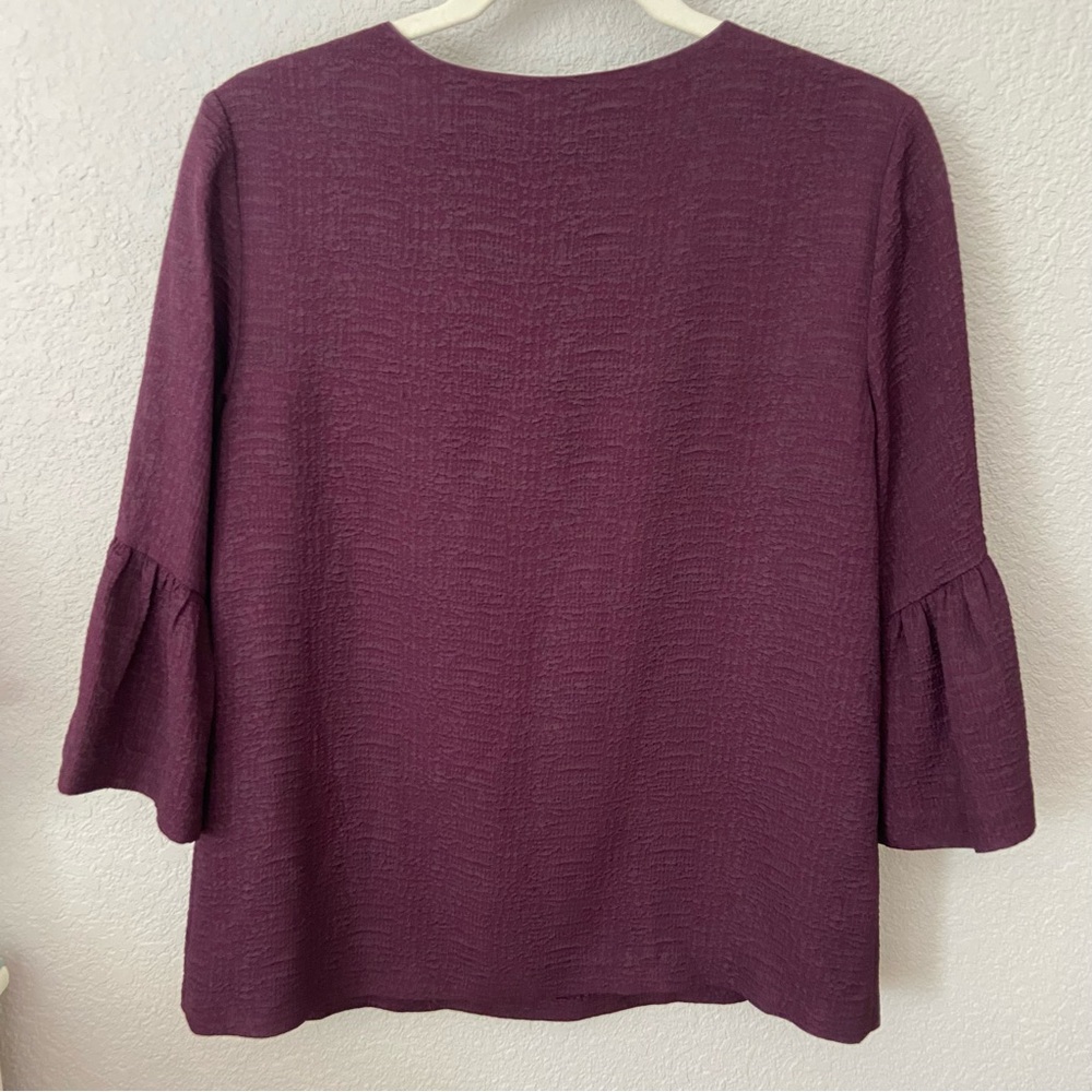 Like New! Calvin Klein Lined Crepe Square Neck Blouse Bell 3/4 Sleeves - Picture 3 of 4